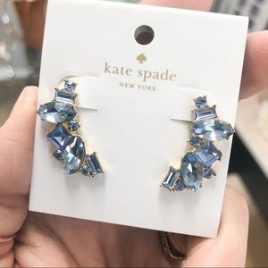 Blue Kate Spade Cluster Crawler Earrings